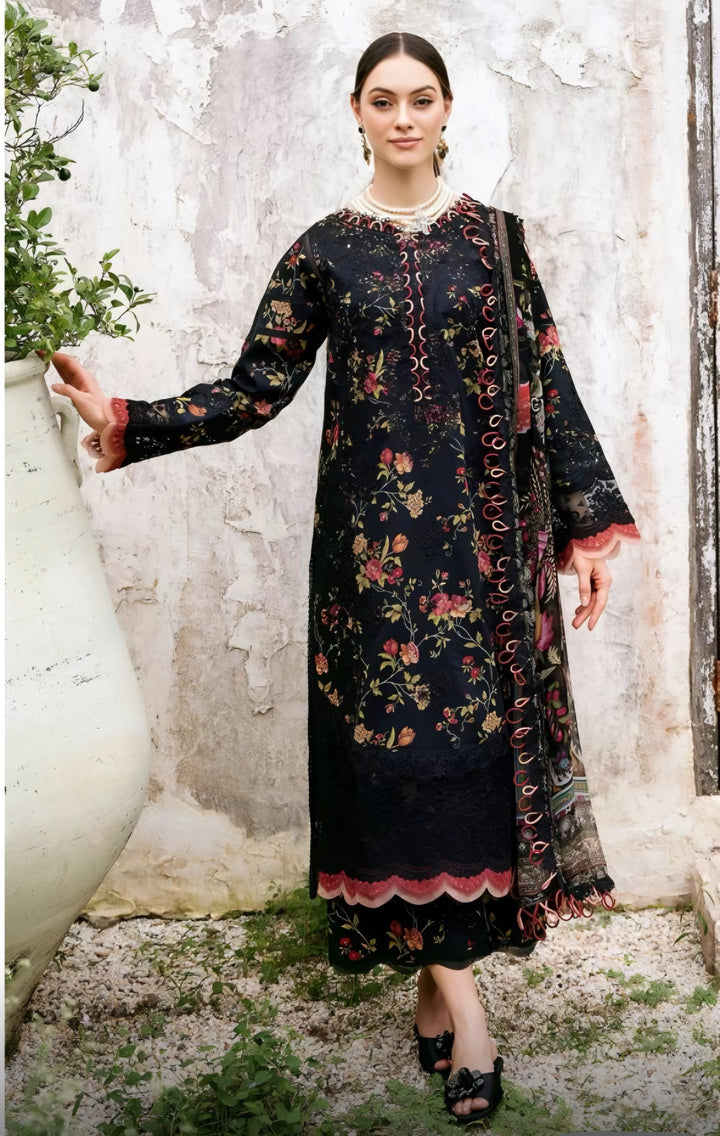 Midnight Bloom – Embroidered Lawn Ensemble Suit