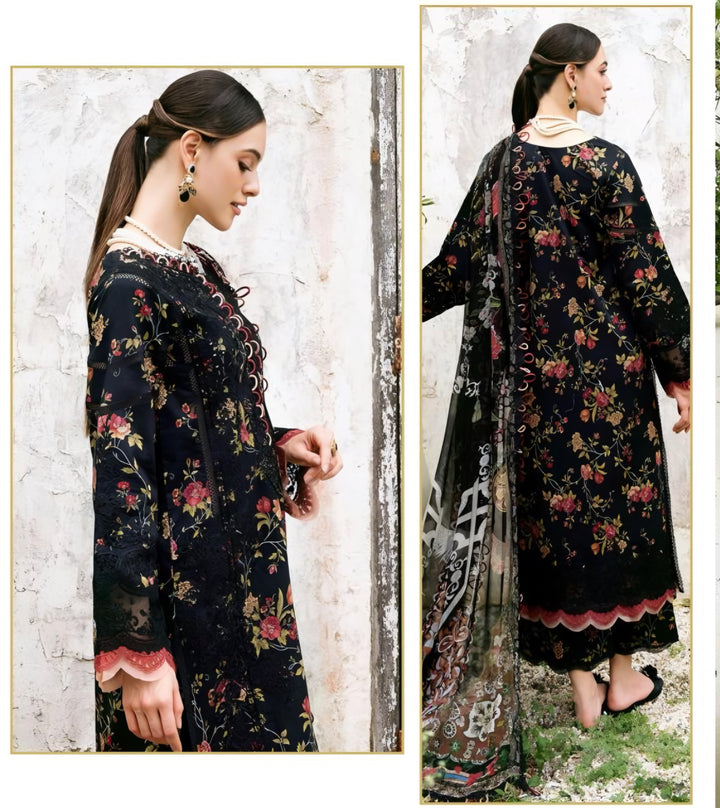 Midnight Bloom – Embroidered Lawn Ensemble Suit