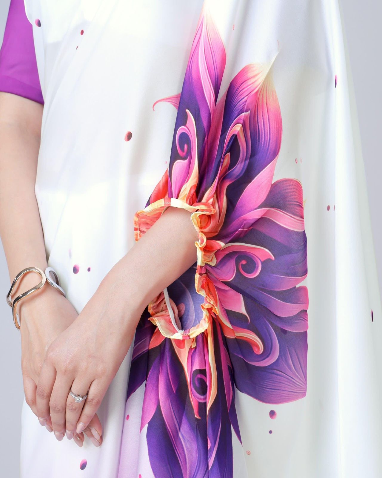 ✨Peacock Aura Freehand Saree ✨